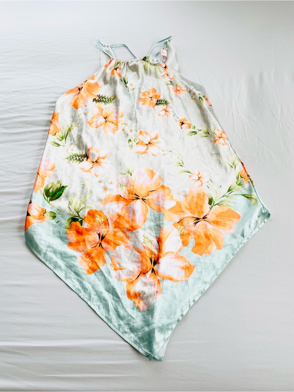 Victoria’s Secret satin effect floral tie halter dress/ coverup/ sleepwear sz M